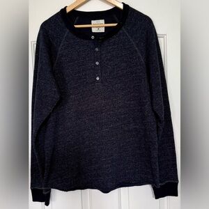 Splendid Mills Men’s Henley Shirt | Made in USA | Grey Long Sleeve M